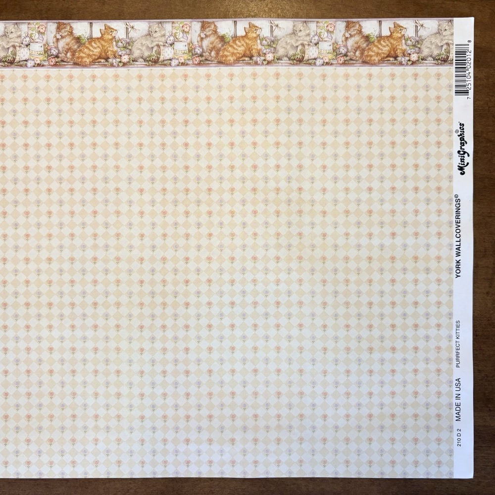 Minigraphics 2pcs Purrfect Kitties York Dollhouse Wallpaper Miniature 210D2